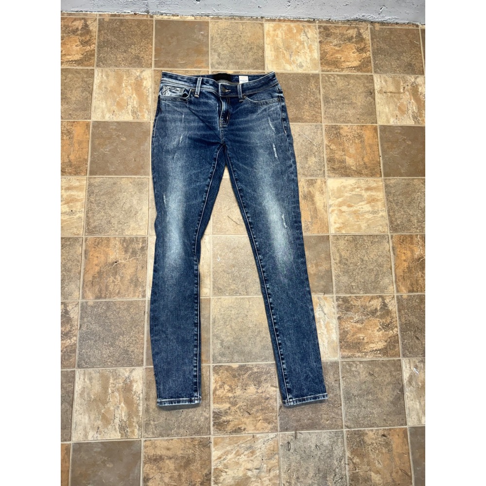 Buckle Black Candiani Italian Denim Skinny Jeans Medium Wash Distressed Womens